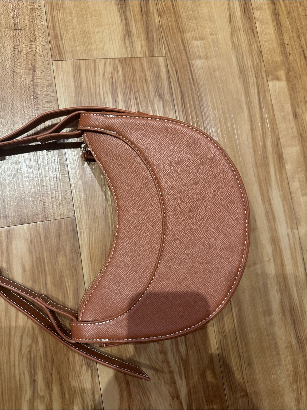 Women's Crescent Shoulder Bag in Tan - Minimalist Style